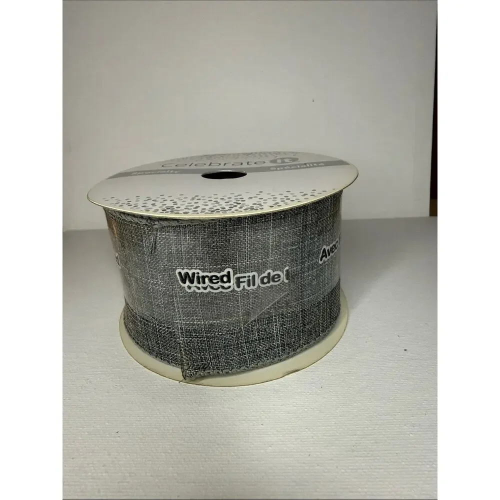 Celebrate It Silver/Gray Wired-Edge Decorative Ribbon Roll